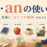 a・anが本、リンゴ、コーヒー、休憩にひとつの輪郭を与えるイメージ