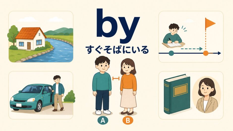 byのコアイメージ「すぐそばにいる・近接している」を示す図解