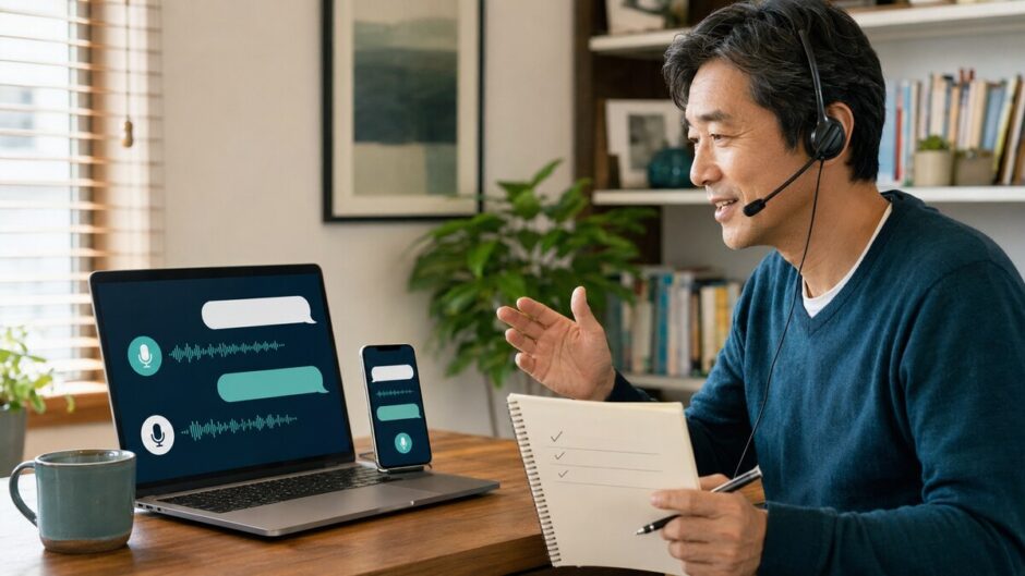 会話AIを使って英会話を練習する大人の学習者