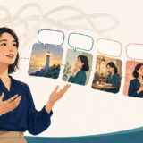 短い場面と英文を順番に足して1分間英語を話すイメージ