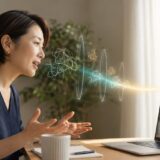 オンライン英会話で文法を考えながらも英語を伝えようとする社会人女性