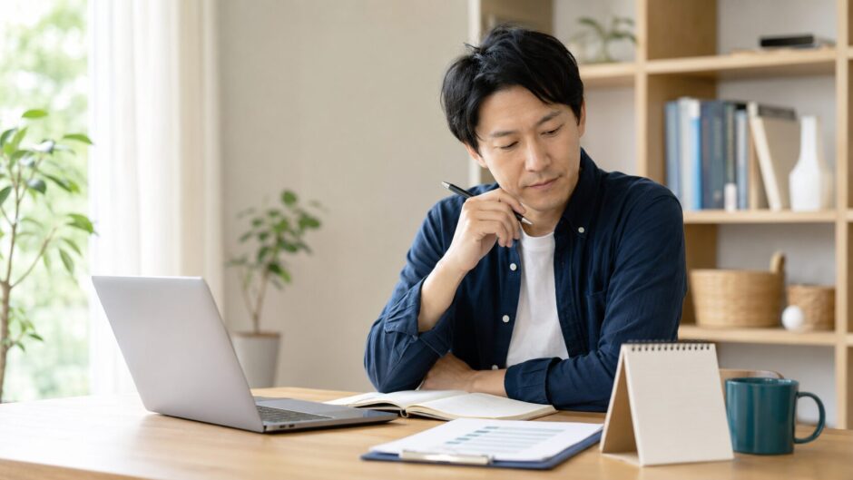 英語コーチングの契約前に内容を比較検討する社会人