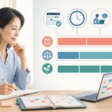 英語コーチングで提示された学習時間が生活に合うか検討している女性