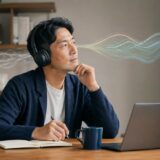 英語が聞き取れず悩む社会人がリスニング練習に取り組む様子