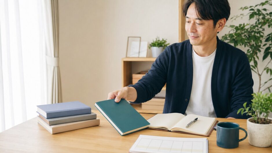 複数の英語教材から一冊を選び学習計画を立てる社会人