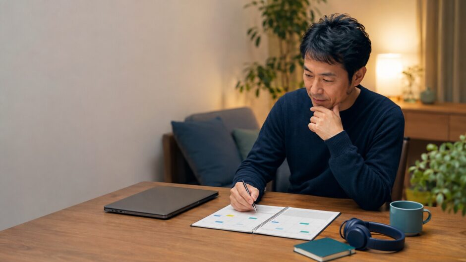英語学習を無理なく続けるため週間計画を見直す社会人
