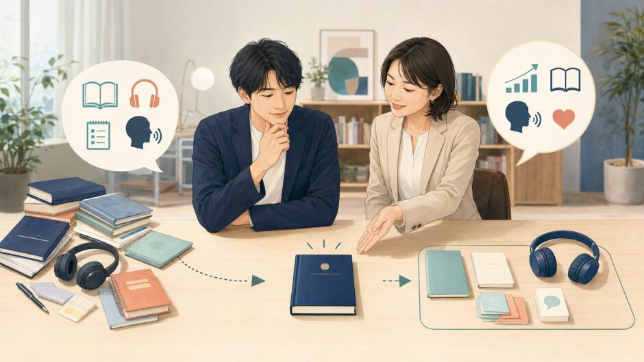 何冊も試した英語教材を整理して今使う一冊を選ぶ英語学習者