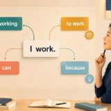 I workからworking・can・to work・becauseへ英文を広げる大人の英語学習者