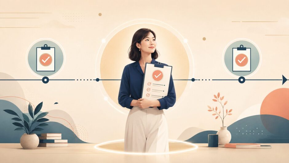 ある基準時点の領域に完了した状態を持つ英語の完了形のイメージ