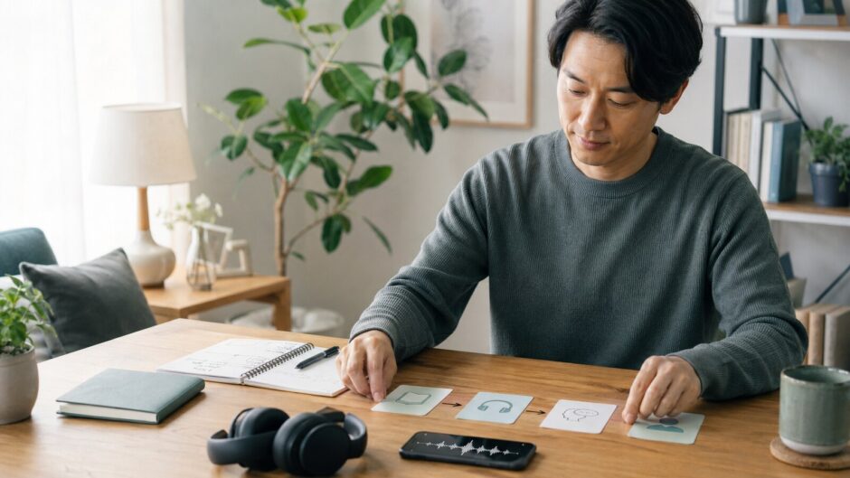 教材と音声と発話を一つの流れに整理して英語を独学する社会人