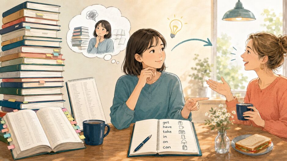 何冊もの英単語帳から離れ、コア単語を使って実際の会話を始める大人の英語学習者
