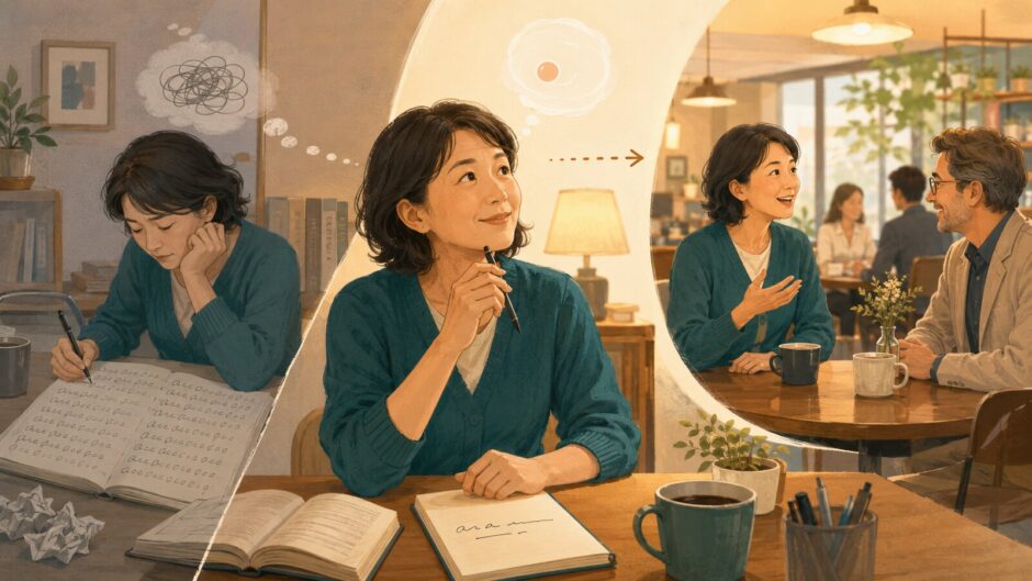 英単語を何度も写す学習から、思い出して書き会話で使う学習へ変える大人の英語学習者