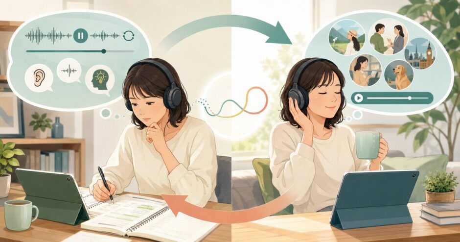 精聴で英語の音を丁寧に学び、多聴で多くの英語に触れるリスニング学習者