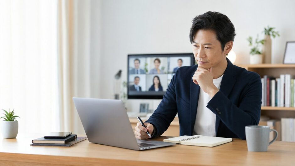 外資系転職に向けて求人と英語学習計画を確認する社会人