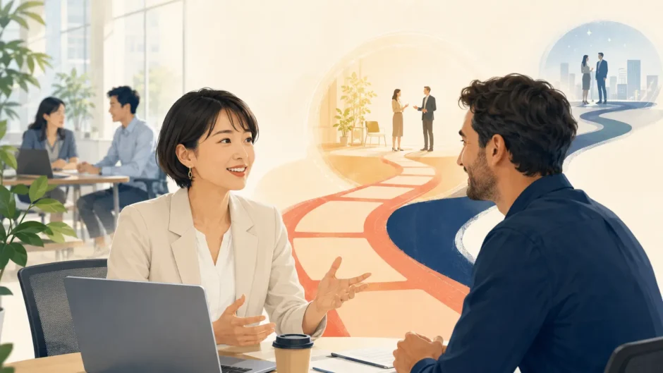 英語で自然に意思疎通する日本人ビジネスパーソン