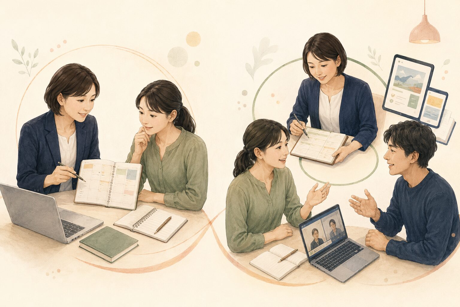 一人の個人コーチによる支援と複数の専門家によるスクール型サポートの比較
