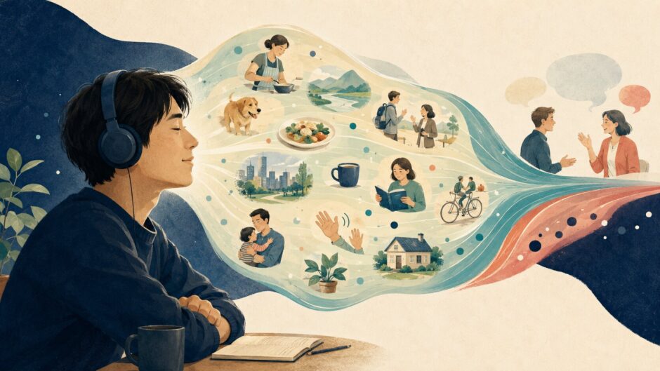 場面や文脈から理解できる英語を受け取り、会話へつなげる学習者