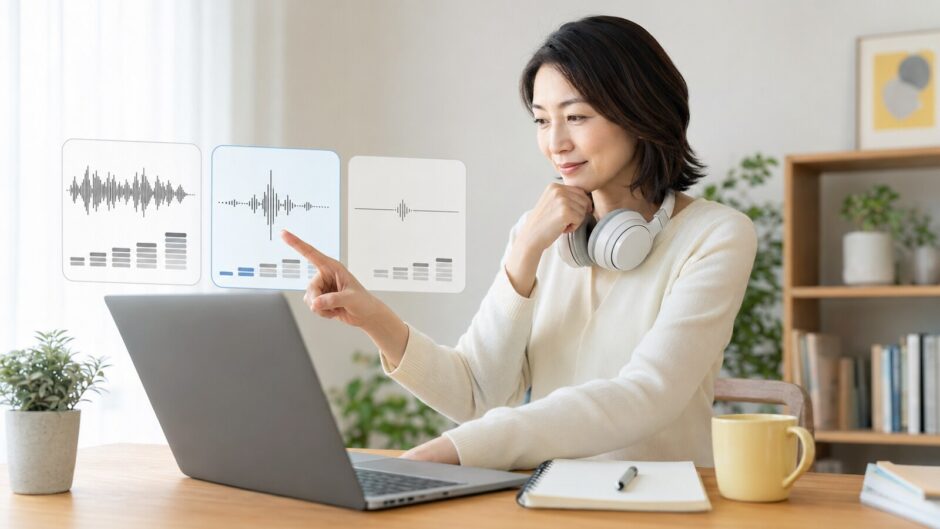 難易度の異なる英語リスニング教材から適切なものを選ぶ学習者