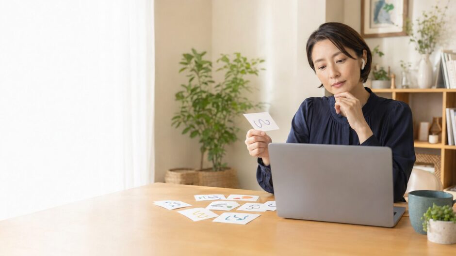 オンライン英会話で使う暗記表現を見直す社会人女性