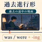 過去進行形を過去の途中の場面として示した日本語図解