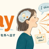 sayは頭の中の言葉や内容を口から外へ出すことを表したイラスト