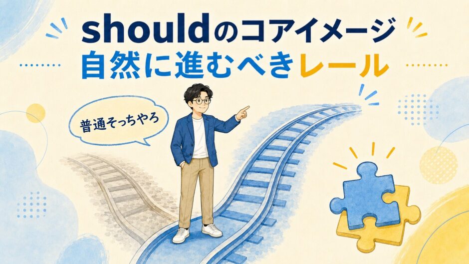 shouldのコアイメージである自然に進むべきレールを表したイラスト