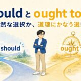 shouldとought toの違いを自然な道と道理にかなう道で表したイラスト
