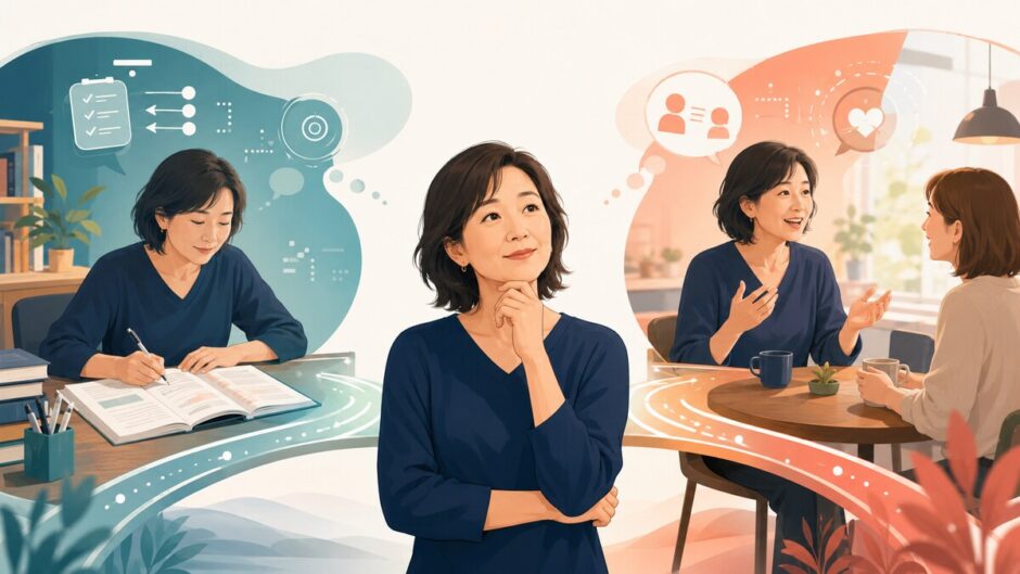 瞬間英作文の教材練習と独り言英会話の実践を比べながら、自分に合う学習順を考える大人の英語学習者