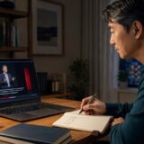 短い英語講演を字幕で確認しながらリスニング学習する大人