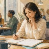 海外の語学学校で会話に入れず、学習計画を見直す大人の日本人留学生