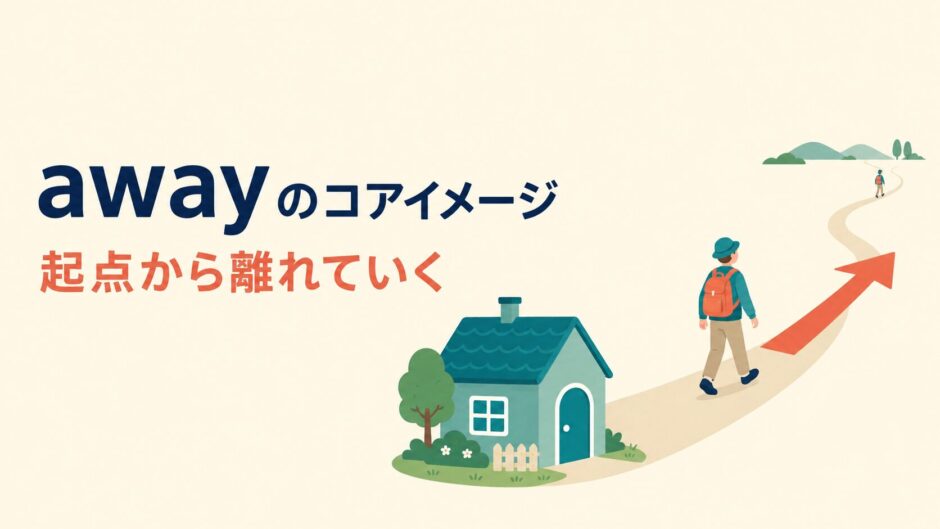 家という起点から人が遠く離れていくawayのコアイメージ