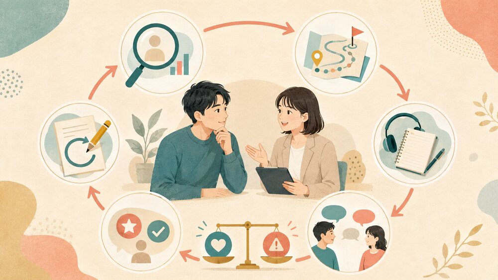 診断・計画・練習・実践・フィードバック・修正の循環