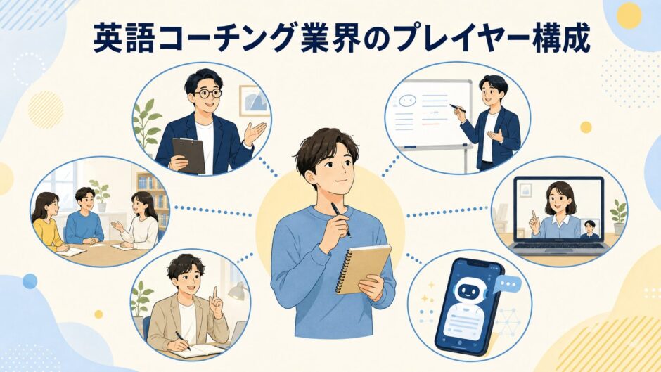 英語コーチング業界のプレイヤー構成を表す図解