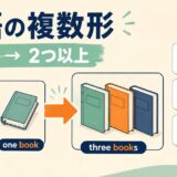 英語の名詞がone bookからthree booksへ変わる複数形のイラスト