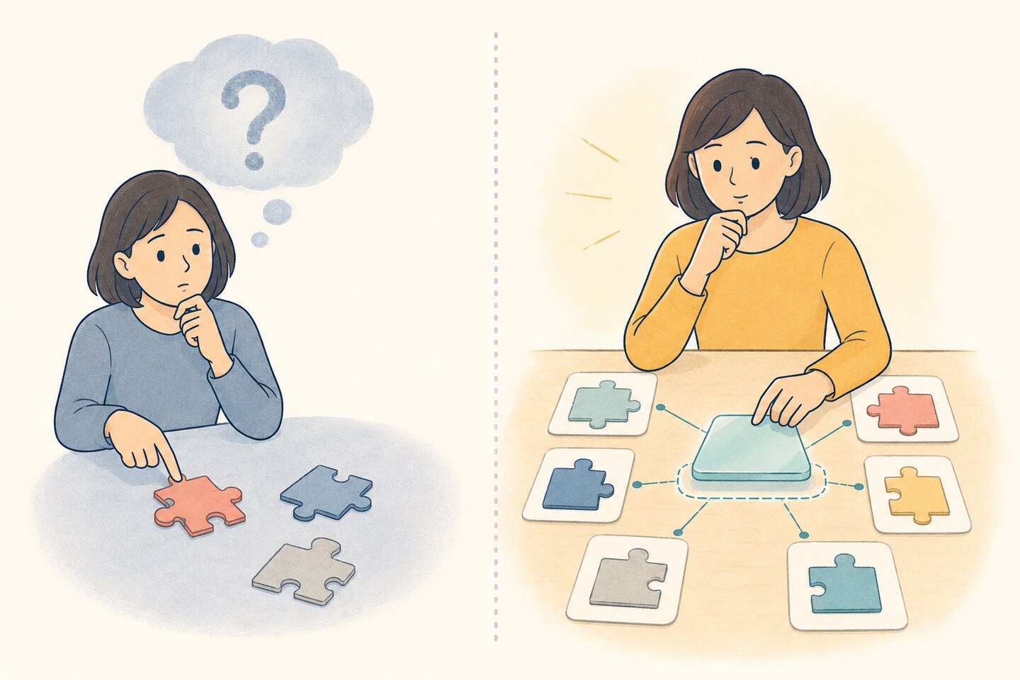 guessは少ない手がかりから推測し、supposeは根拠を仮の土台にするコアイメージ