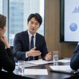 海外機関投資家へ業績と今後の見通しを英語で説明するIR担当者