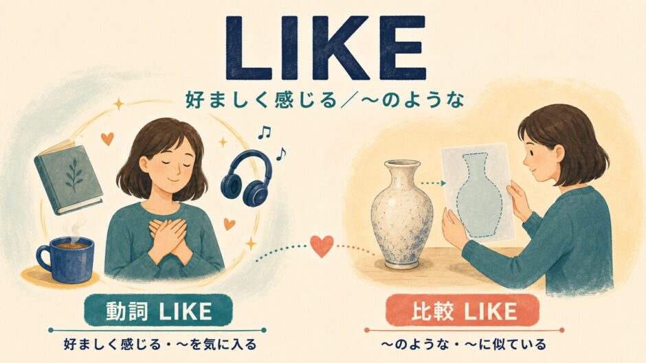 likeの動詞「好ましく感じる」と比較「〜のような」の二つの役割