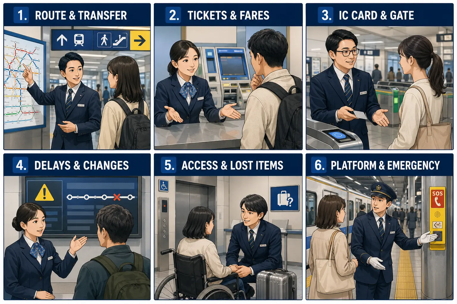 鉄道・駅係員の英語対応で必要な6つの場面