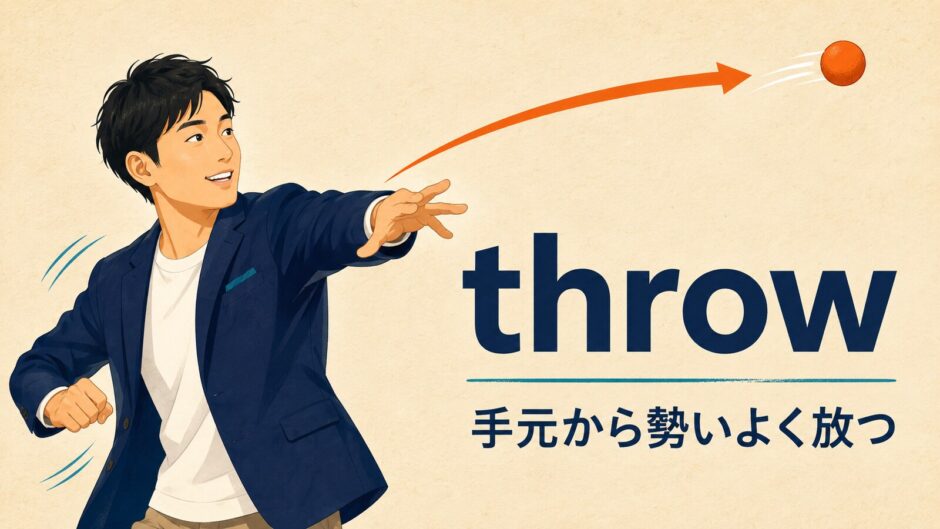 throwのコアイメージ「手元から勢いよく放つ」を表すアイキャッチ