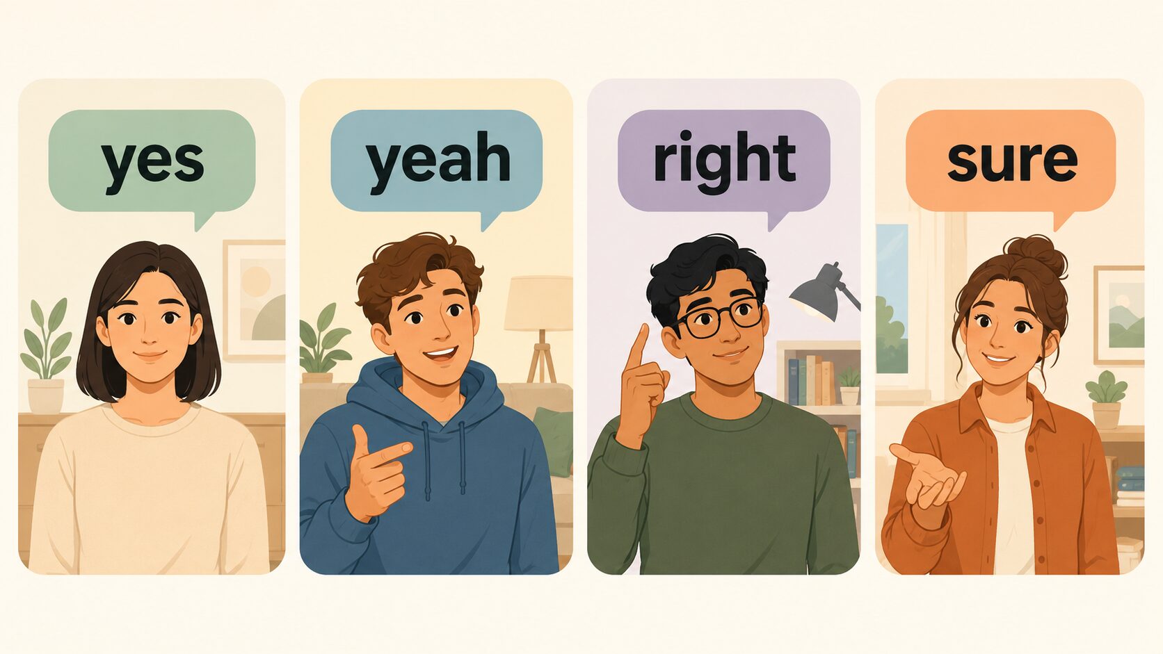 yes・yeah・right・sureの会話でのニュアンス比較