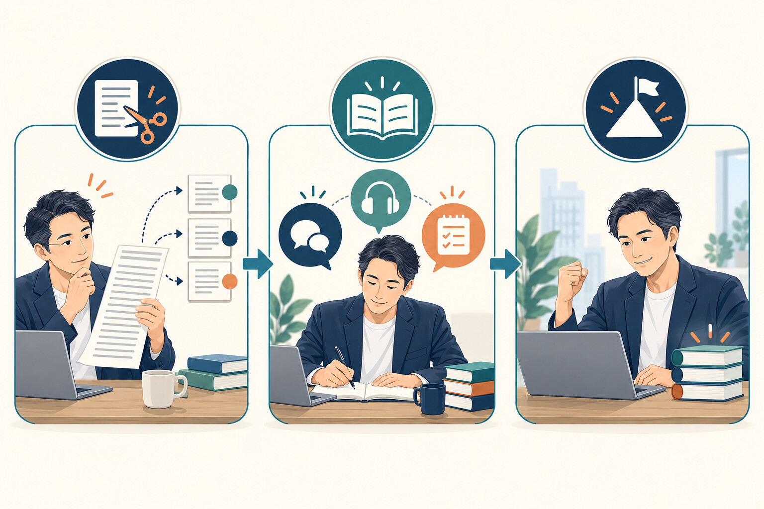 英語コーチング 集中できない 60分を整理したイラスト