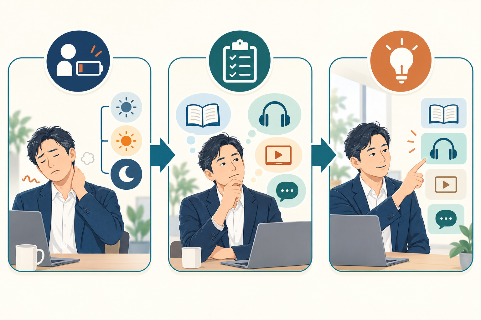 英語 勉強 始めると 眠いを整理したイラスト