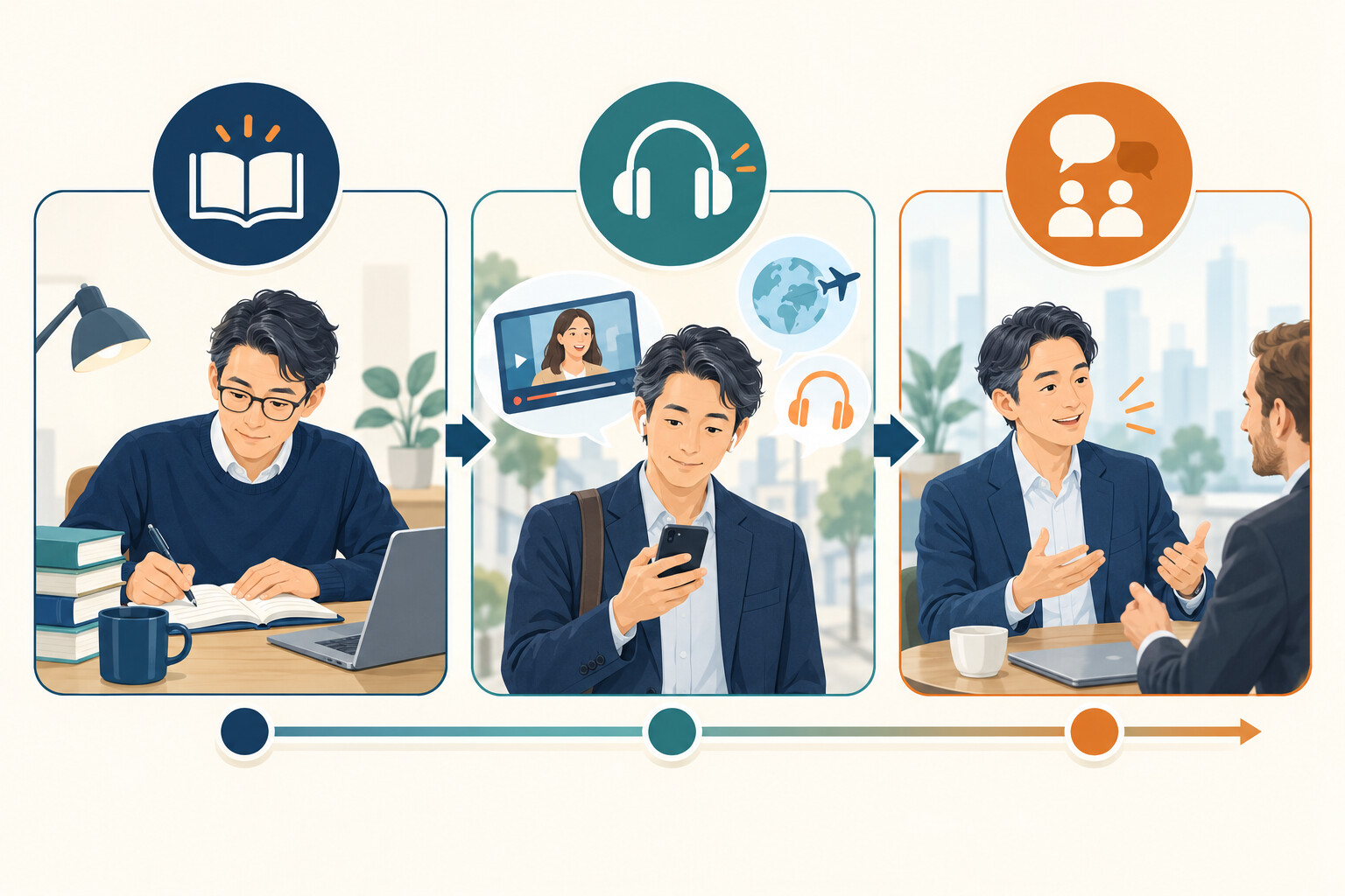 英語コーチング チャット 返信 遅いを整理したイラスト