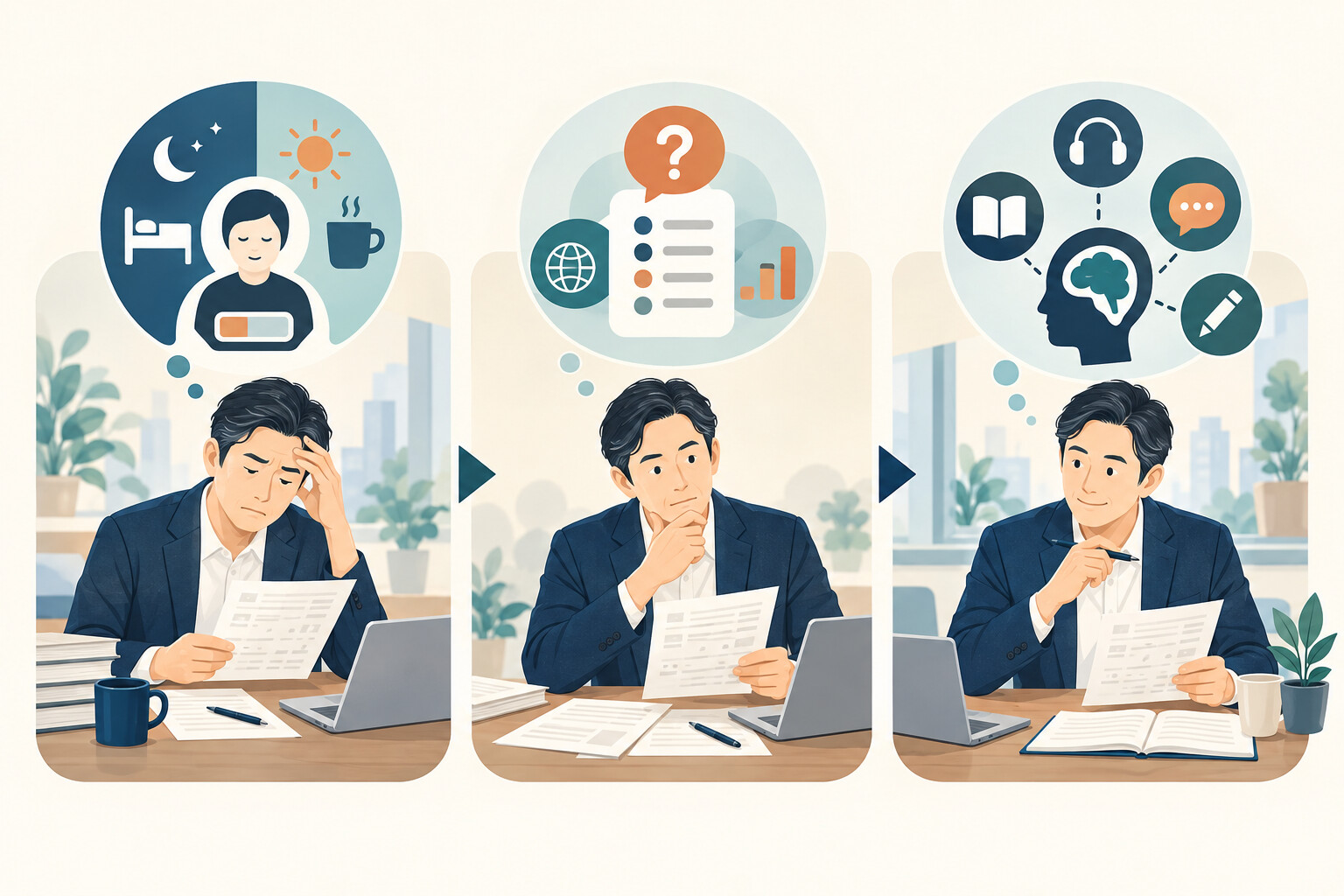 英語コーチング 進捗テスト 結果 下がったを整理した記事内イラスト