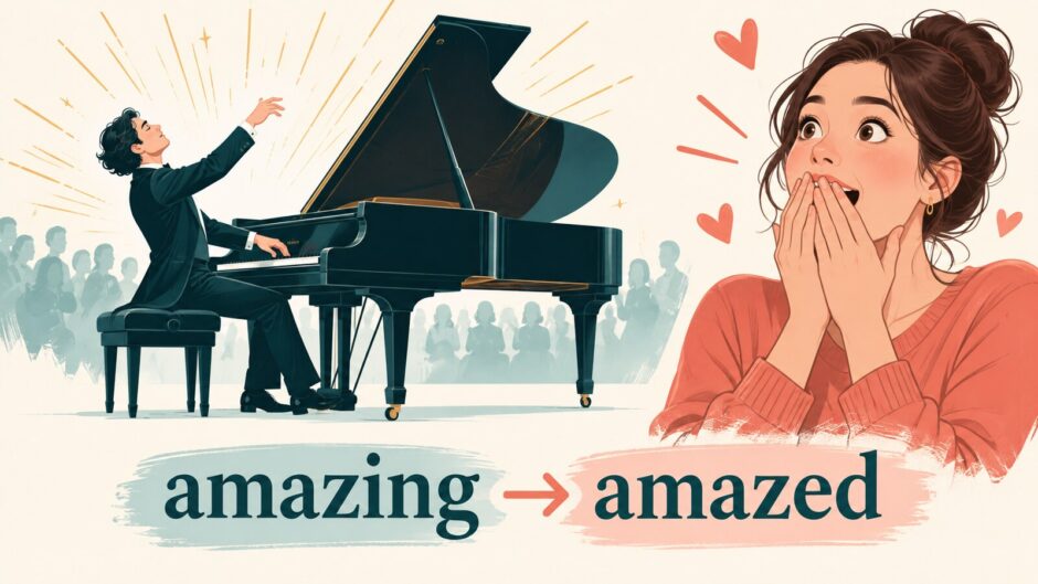 amazingな出来事によって人がamazedな状態になる違い