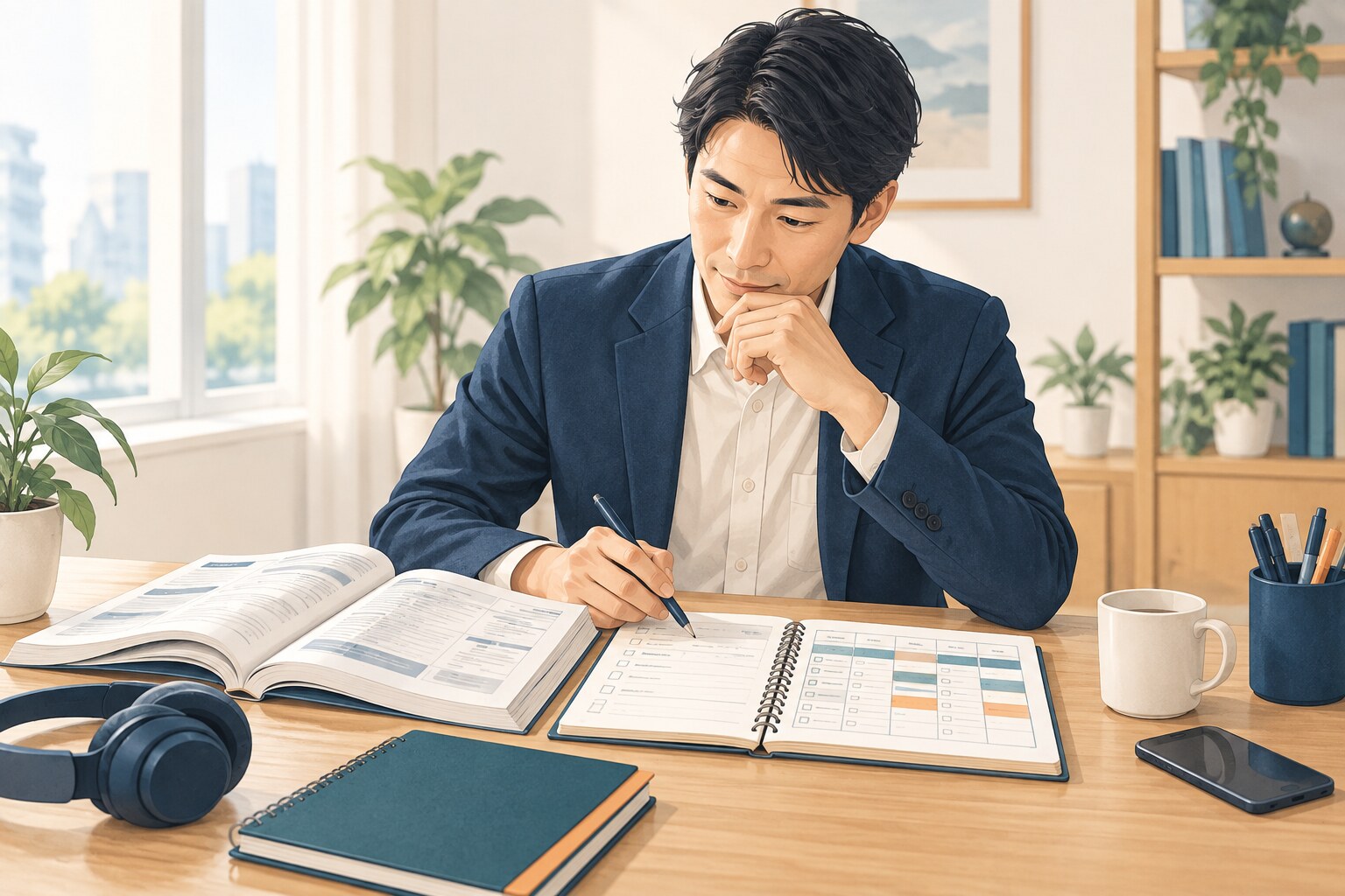 英語コーチング TOEIC 対策 同時の考え方を整理するイラスト