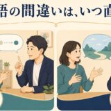 英会話中すぐに直す場合と話し終えてから直す場合の比較