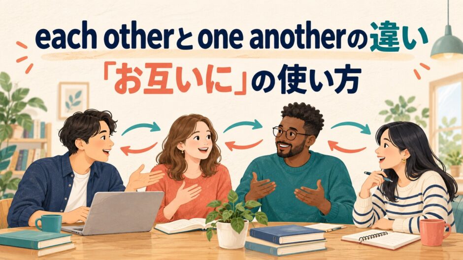 each otherとone anotherの違いと「お互いに」の使い方を示すアイキャッチ