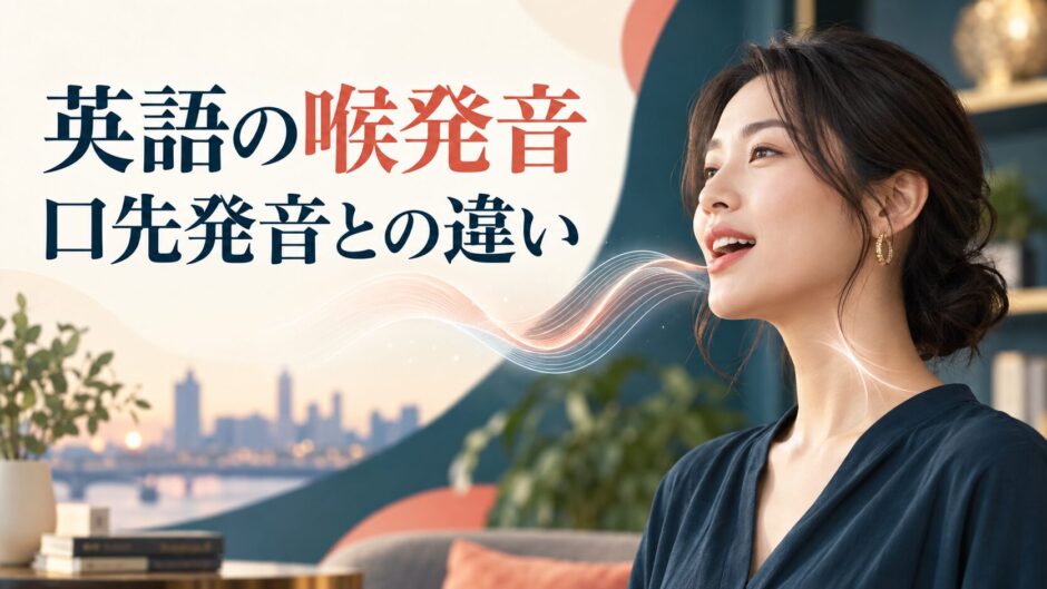 英語の喉発音と口先発音の違いを解説する記事のアイキャッチ