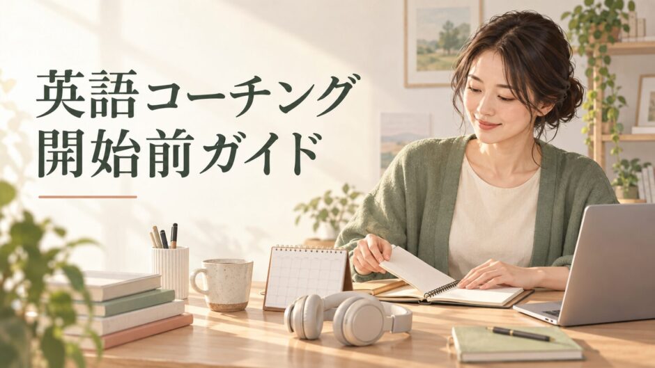 英語コーチング開始前に準備を整える社会人女性